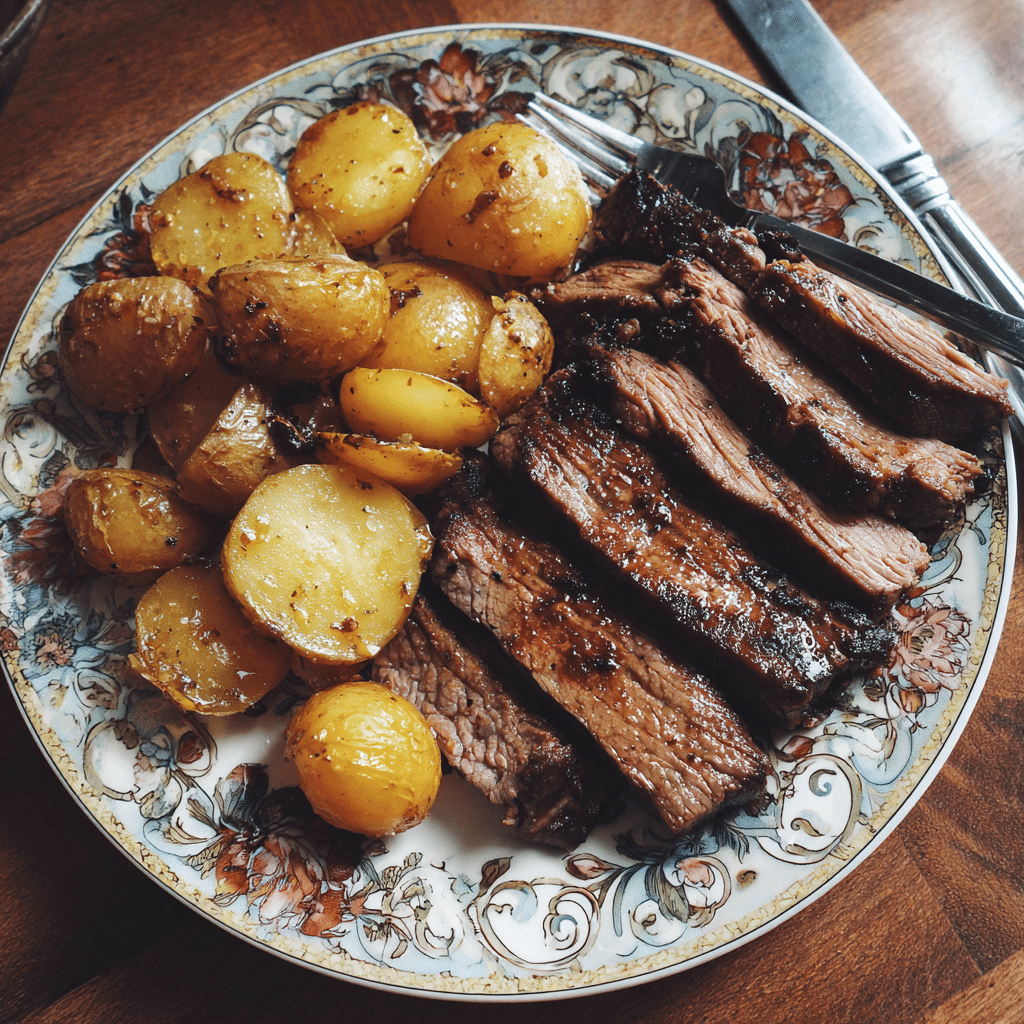 Honey Glazed Beef with Roasted Potatoes