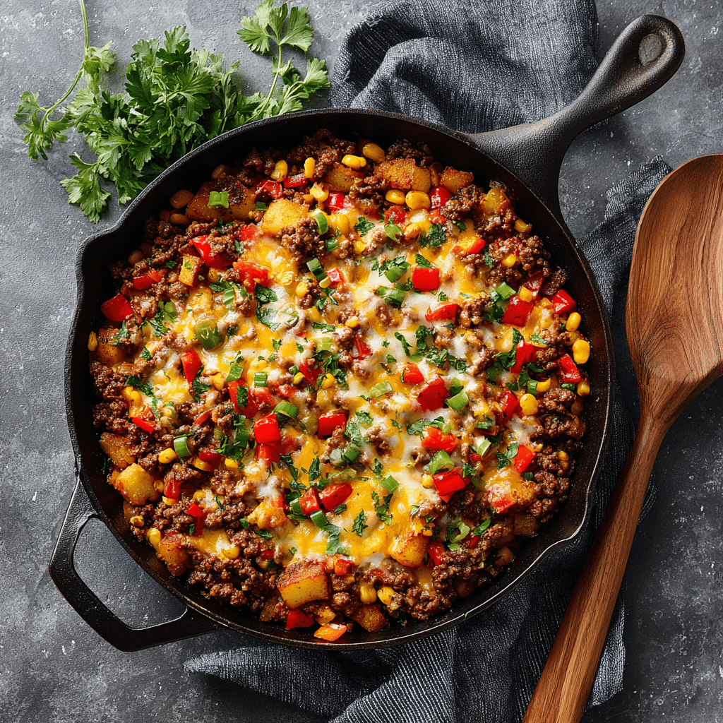 Mexican Ground Beef and Potato Skillet