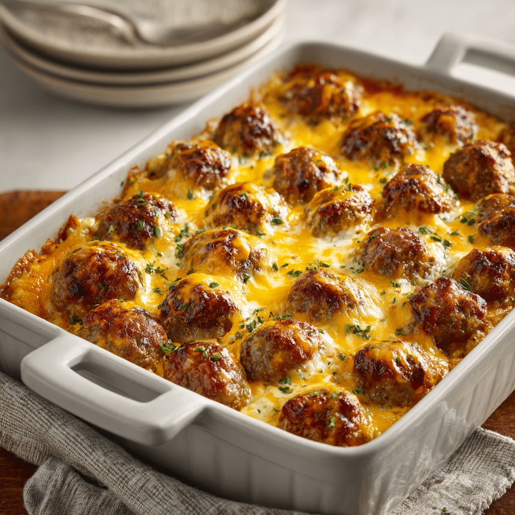 Dump and Bake Meatball Casserole