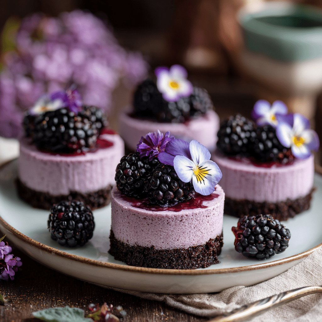 Mini Blackberry Mousse Cakes