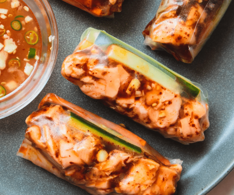Baked Salmon Spring Rolls