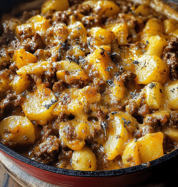 Cheesy One Pot Beef and Potatoes