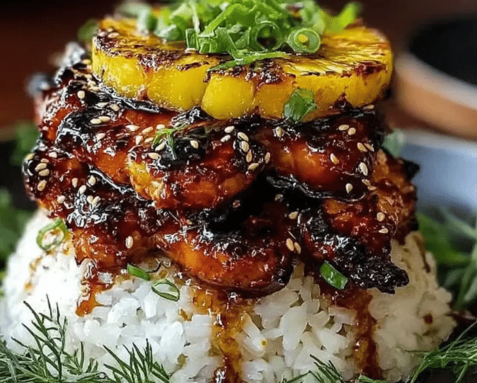 Hawaiian Huli Huli Chicken Stack